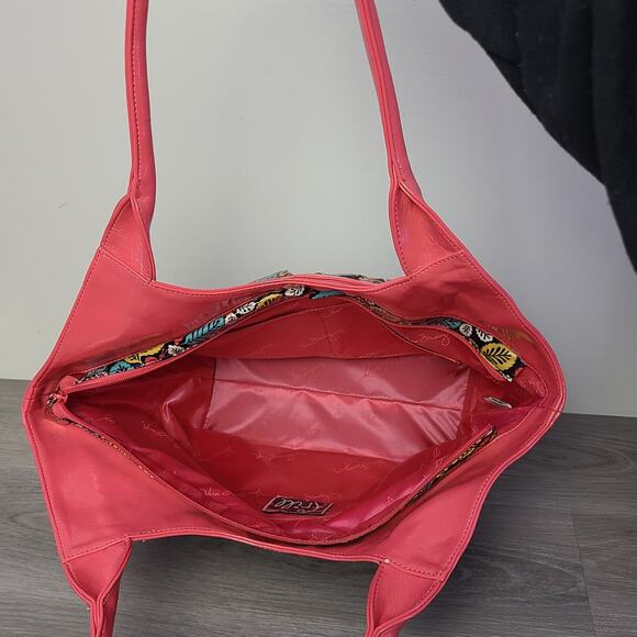 Vera Bradley Frill Collection Tote Bag Pink Snails Blue Yellow Leaves - Picture 8 of 11